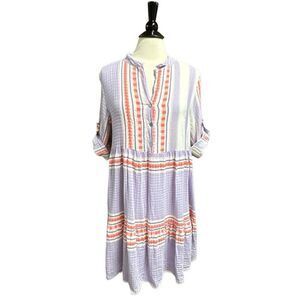 New Collection Womens Italian Lavender/Coral Baby Doll Dress One Size NEW